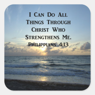 AWE-INSPIRING PHILIPPIANS 4:13 SCRIPTURE VERSE SQUARE STICKER