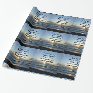 AWE-INSPIRING PHILIPPIANS 4:13 SCRIPTURE VERSE WRAPPING PAPER