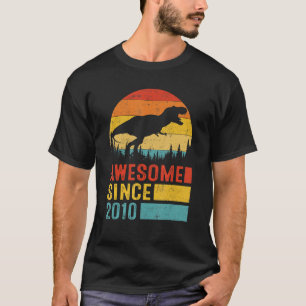Awesome 12th Birthday Since 2010 Saurus Rex Dinosa T-Shirt
