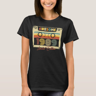 Awesome 1989 Retro Cassette Tape 34th B day 34 Yea T-Shirt