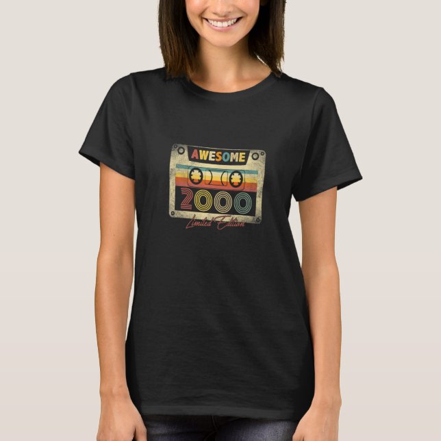 Awesome 2000 Retro Cassette Tape 23rd B day 23 Yea T-Shirt (Front)