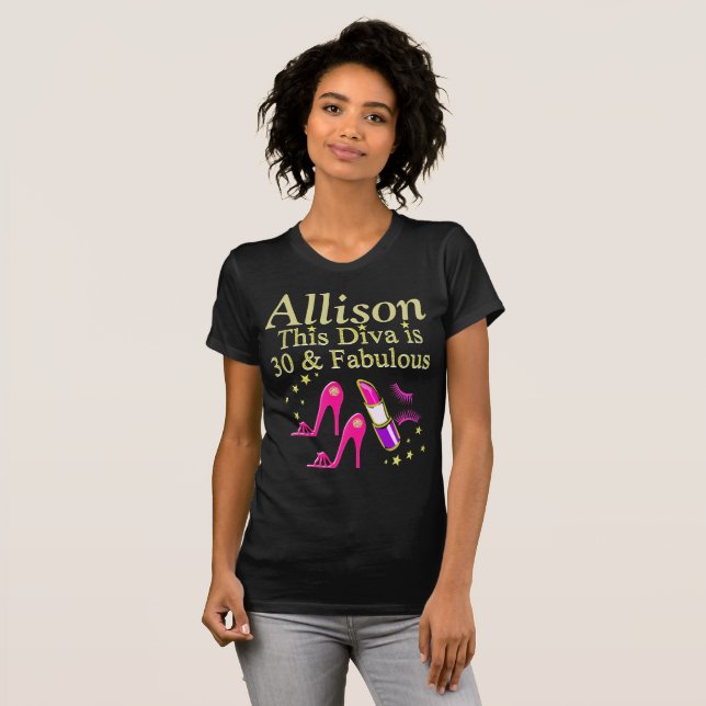 AWESOME 30TH BIRTHDAY DIVA PERSONALIZED T SHIRT (Front Full)