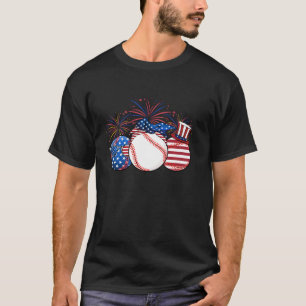 Awesome 4th Of July Baseball With Fireworks T-Shirt