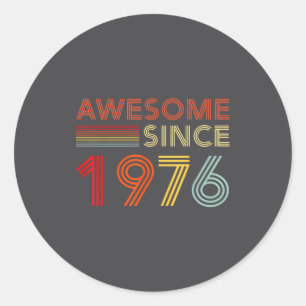Awesome 50 Birthday Decorations Men 50yr 1976 50th Classic Round Sticker