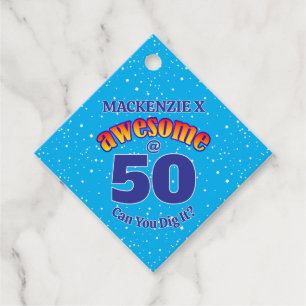 AWESOME 50 Birthday LIGHT BLUE Favour Tags