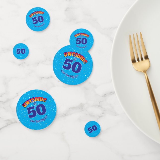 AWESOME 50 Birthday on LIGHT BLUE  Confetti (Group)