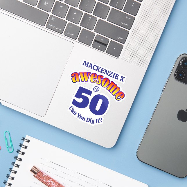 AWESOME 50 Light BLUE Birthday (Laptop w/ iPhone)