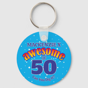 AWESOME 50 Light BLUE Birthday Key Ring