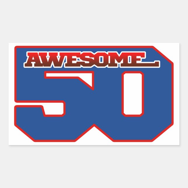 awesome 50 rectangular sticker (Front)
