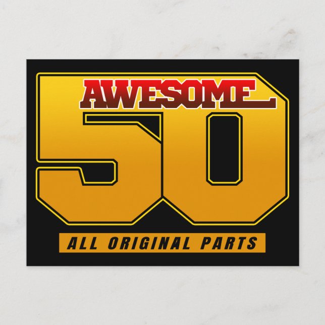 Awesome 50 Years Birthday Anniversary Postcard (Front)