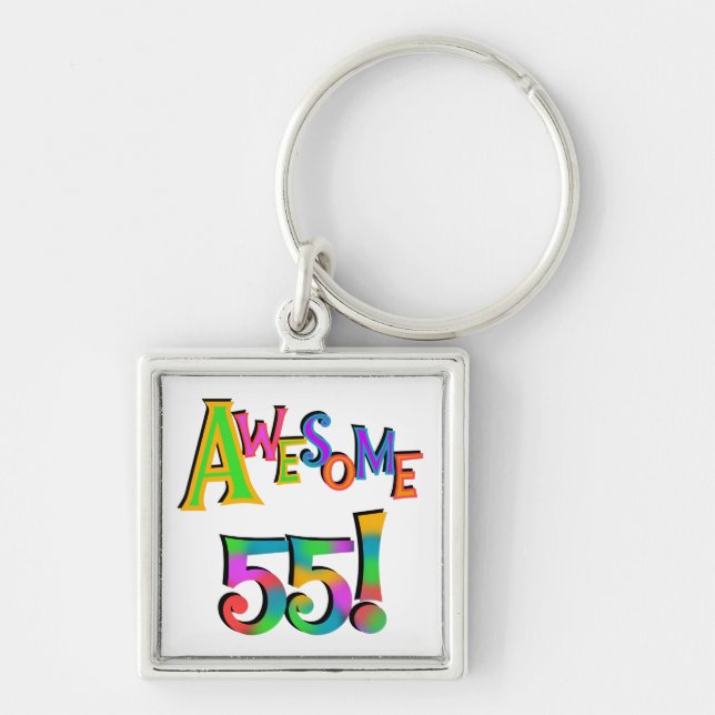 Awesome 55 Birthday T-shirts and Gifts Key Ring (Front)