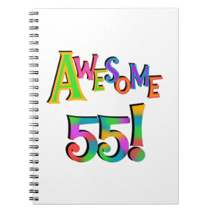 Awesome 55 Birthday T-shirts and Gifts Spiral Notebook