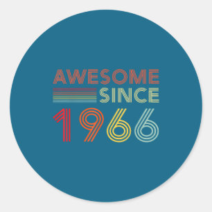 Awesome 60 Birthday Decorations Men 60yr 1966 60th Classic Round Sticker