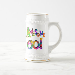 Awesome 60 Birthday T-shirts and Gifts Beer Stein