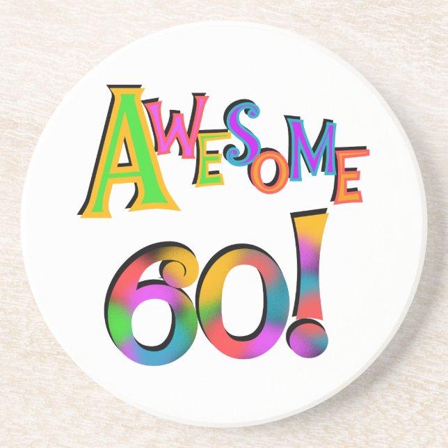 Awesome 60 Birthday T-shirts and Gifts Coaster (Front)