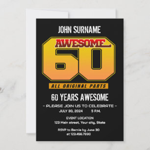 Awesome 60th Birthday Party All Original Parts Invitation