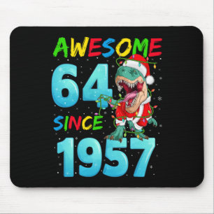 Awesome 64 Since 1957 Dinosaur 64th Birthday Chris Mouse Pad