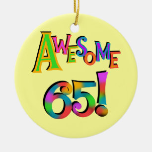 Awesome 65 Birthday Tshirts and Gifts Ceramic Tree Decoration