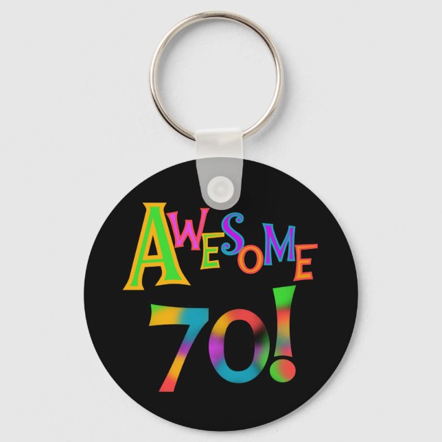 Awesome 70 Birthday T-shirts and Gifts Key Ring (Front)