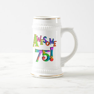 Awesome 75 Birthday T-shirts and Gifts Beer Stein