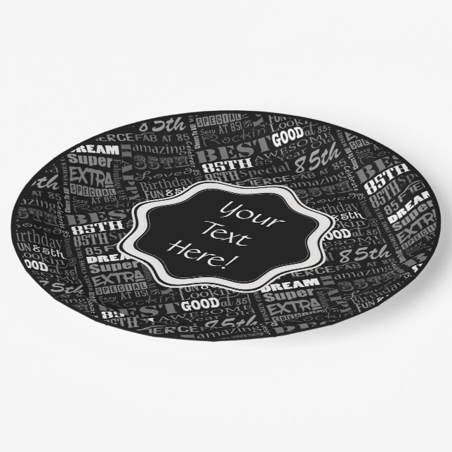 Awesome 85th Birthday Party Personalised Monogram Paper Plate (Angled)