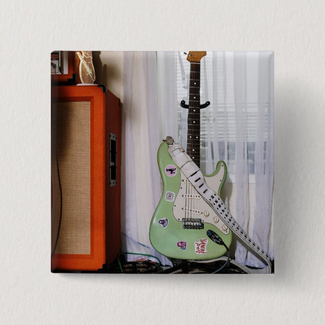 Awesome Acoustic Guitar 15 Cm Square Badge (Front)