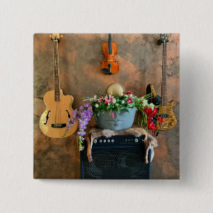 Awesome Acoustic Guitar 15 Cm Square Badge