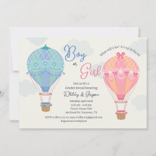 Awesome Air Balloons Gender Reveal Invitation