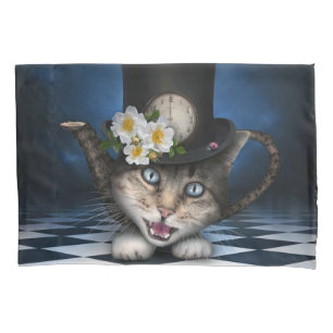 Awesome Alice in Wonderland Teacup Cat Pillowcase