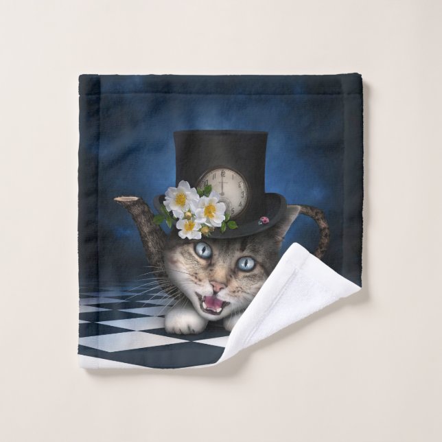Awesome Alice in Wonderland Teacup Cat Wash Cloth (Wash Cloth)