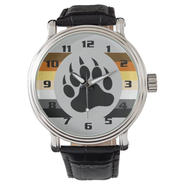 Awesome and Very Cool Bear Pride Flag Bear Paw Watch (Front)