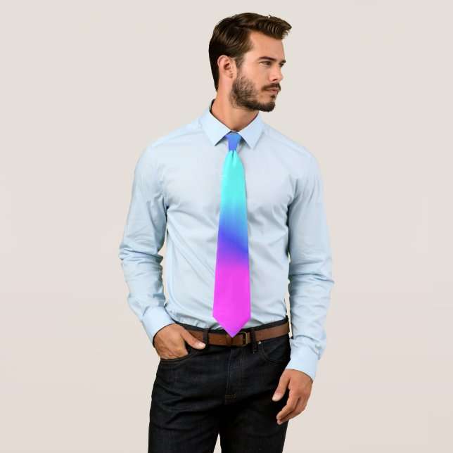Awesome Aqua Blue Pink Purple Rich Bold Colours Tie (In Situ)