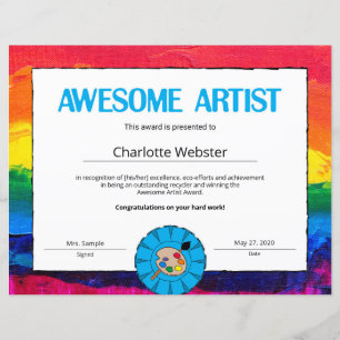 Awesome Artist Certificate of Achievement PDF