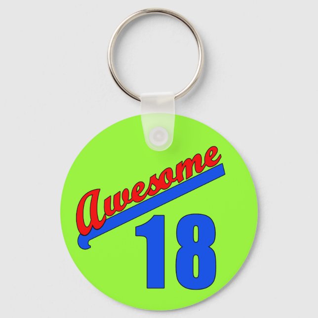 Awesome at 18 Years Old 18th Birthday Key Ring (Front)