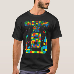 Awesome At 8 Birthday Boy Building Blocks Bricks T-Shirt