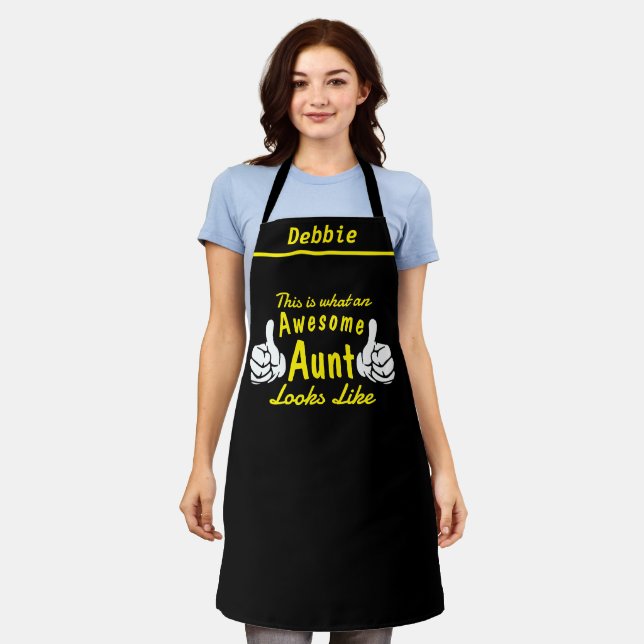 Awesome Aunt Apron - Custom Name Personalised Gift (Worn)