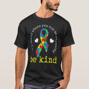 Awesome Autism Awareness Colourful Ribbon Puzzle T-Shirt