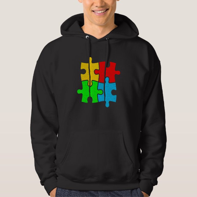 Awesome Autism Puzzle Autism Awareness Love Suppor Hoodie (Front)