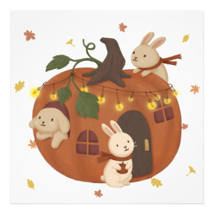Awesome Autumn: Bunny & Pumpkin Photo Print
