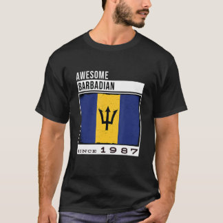 Awesome Barbadian Since 1987 Barbadian 35th Birth T-Shirt