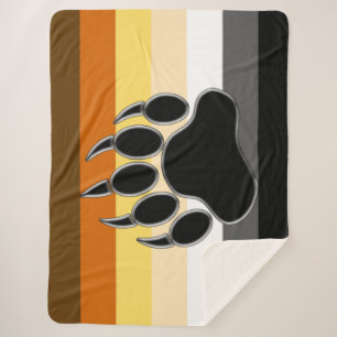Awesome Bear Pride Flag Bear Paw Sherpa Blanket