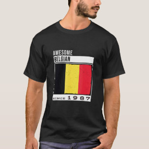 Awesome Belgian Since 1987 Belgian 35th Birthday T-Shirt