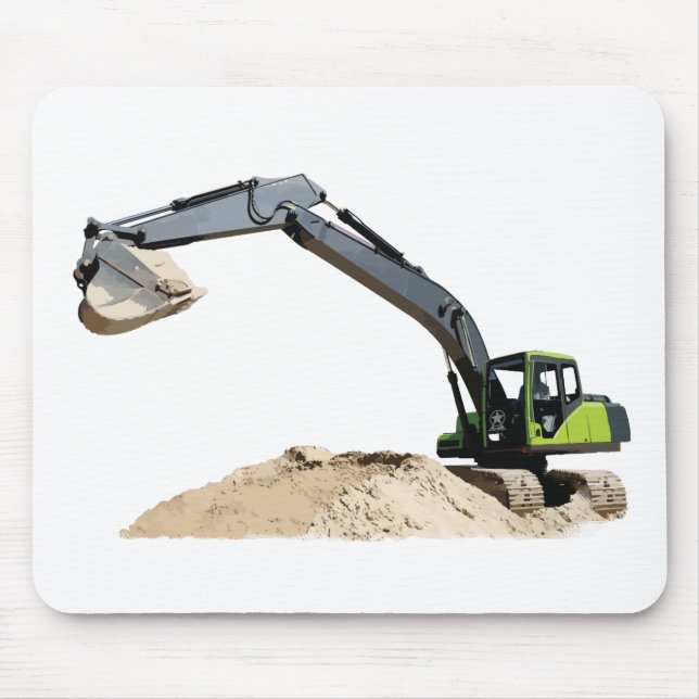 Awesome Big Green Construction Excavator #4 Mouse Pad (Front)