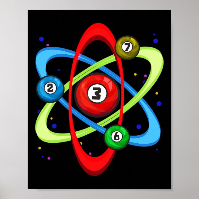 Awesome Billiards Ball Atom Science Pool Player Sc Poster (Front)