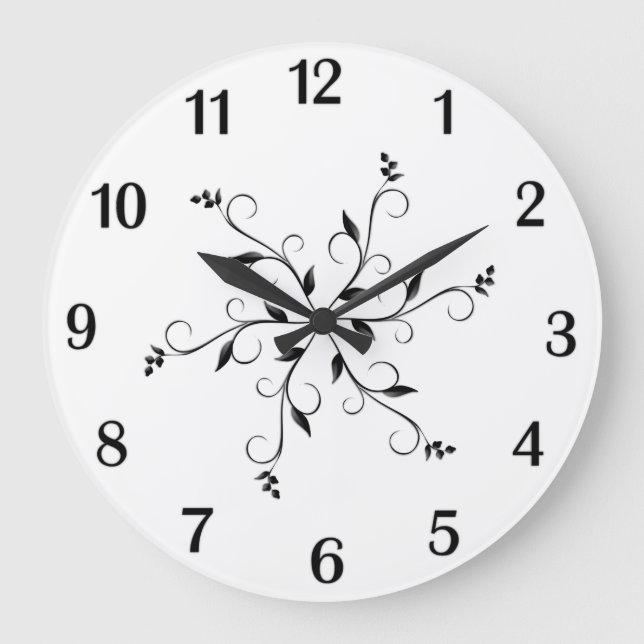 Awesome Black Accent and Numbers on White Face Large Clock (Front)