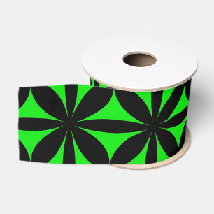 Awesome Black and Green Modern / Retro Print Grosgrain Ribbon