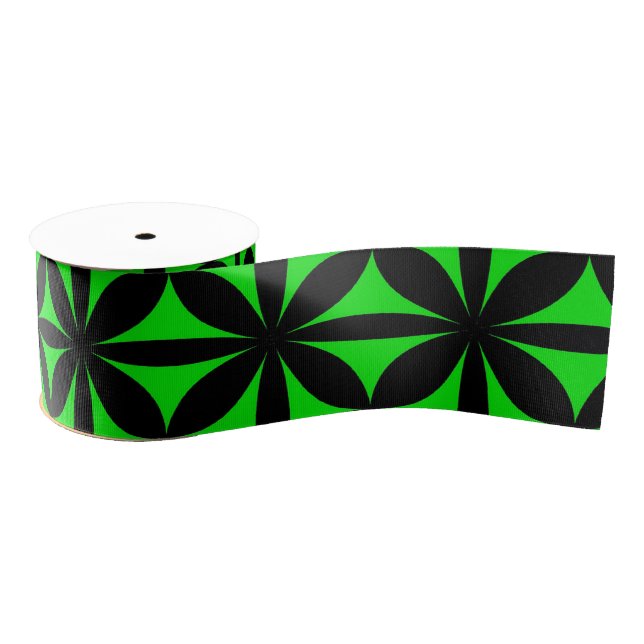 Awesome Black and Green Modern / Retro Print  Grosgrain Ribbon (Spool)