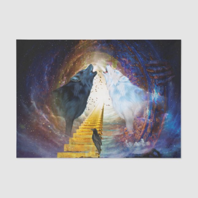 Awesome black and white wolf tissue paper (Front)