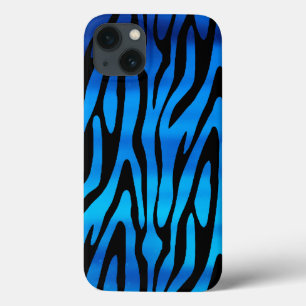 Awesome Blue and Black Zebra Stripes Pattern iPhone 13 Case