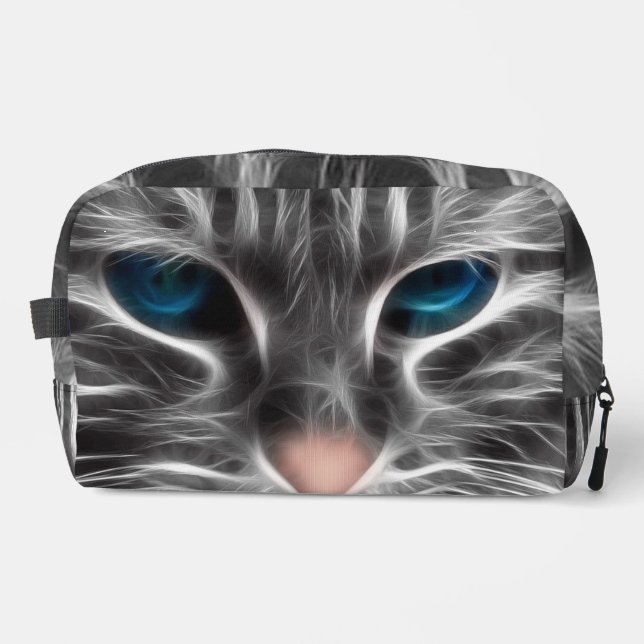 Awesome Blue Eyed Cat Face Dopp Kit (Front)